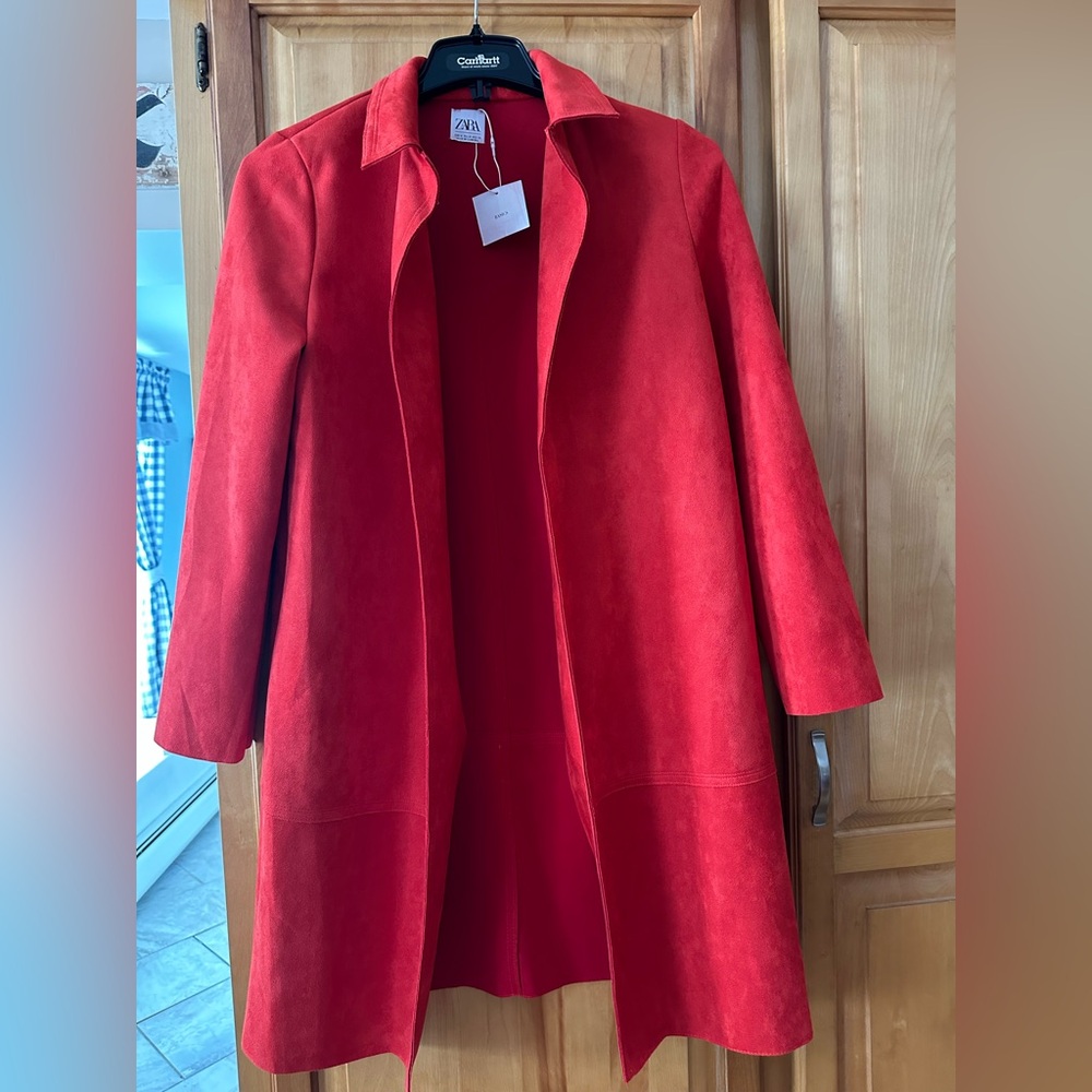 Women's Zara coat in Red, Medium , brand tag present